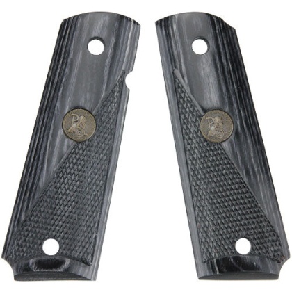 Pachmayr Laminated Wood Grips - 1911 Bk-gry Half Checkered<