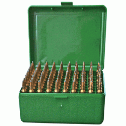 Mtm Ammo Box Medium Rifle - 100-rounds Flip Top Style Grn