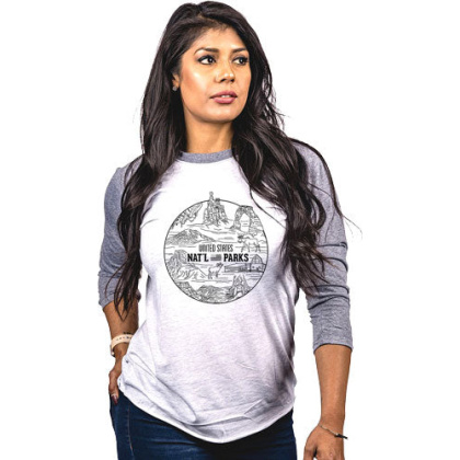 Nine Line Apparel National - Parks Wmn\'s Shirt Gray-wht Sml