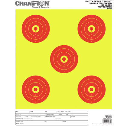 Champion Scorekeeper 5 Large - Bullseye Trgts Yellow-red 12-p